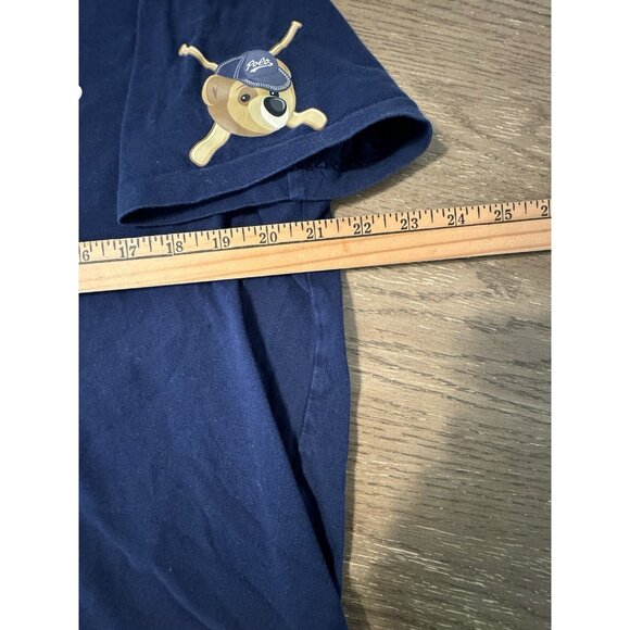 Polo Ralph Lauren V Neck Short Sleeve Shirt Bear Mens Large #67 Baseball Tee - Picture 3 of 9